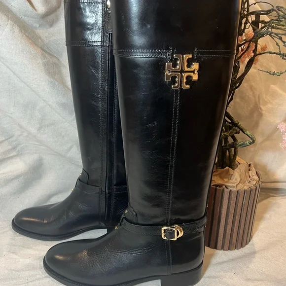 Tory Birch ELOISE riding boots black size 9 - Picture 1 of 13